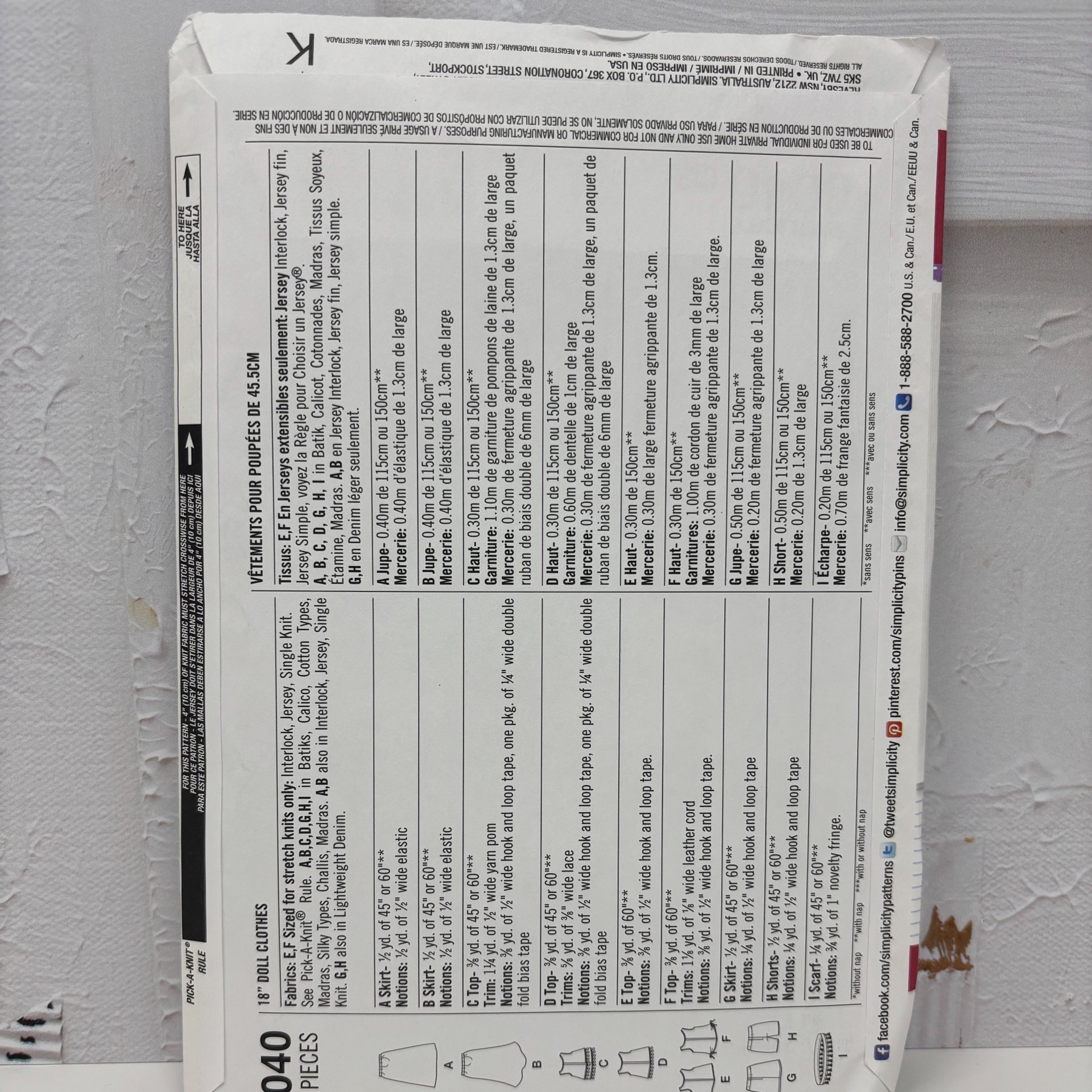 Simplicity American Girl Doll Clothes Pattern