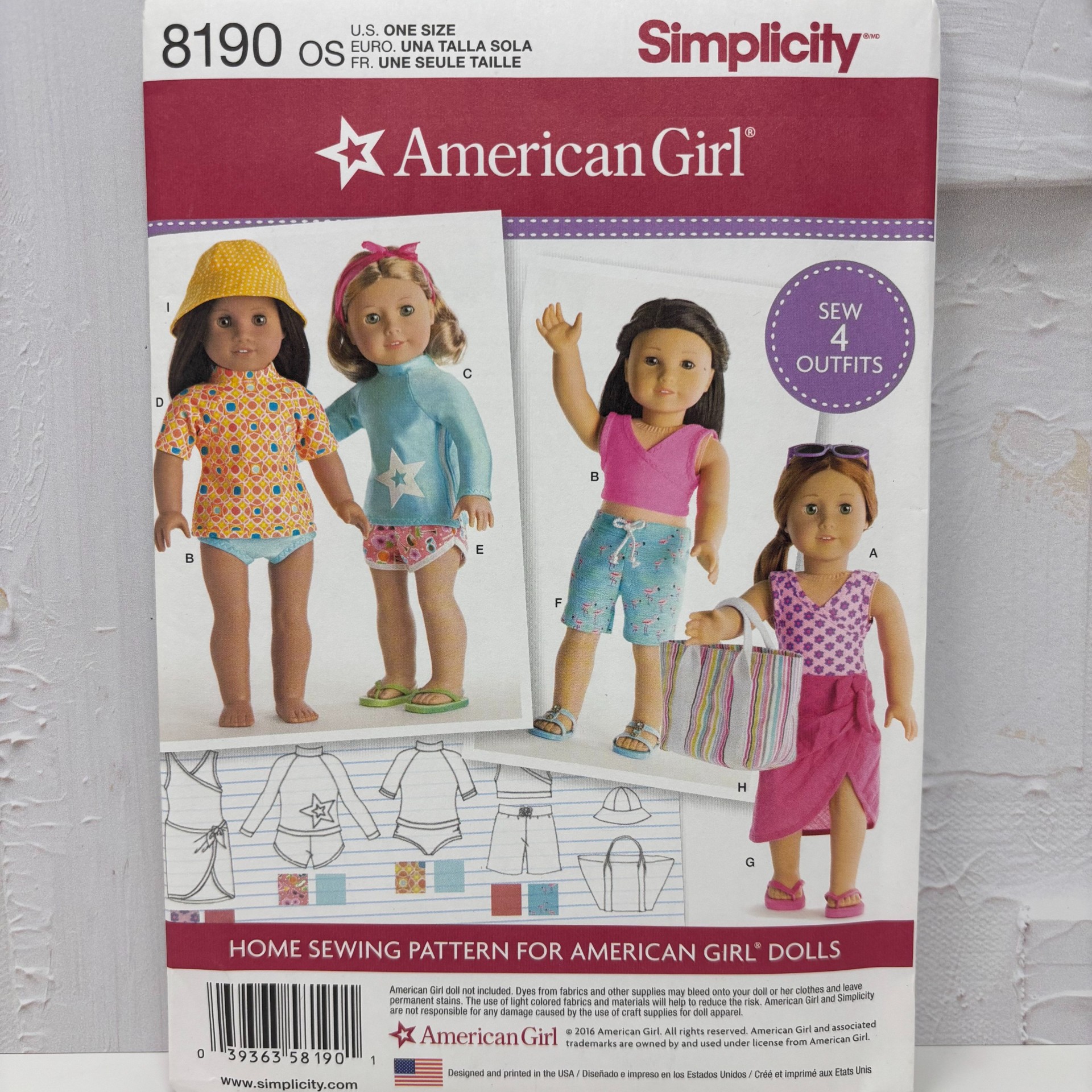 Simplicity American Girl 18" Doll Clothes Pattern #8190