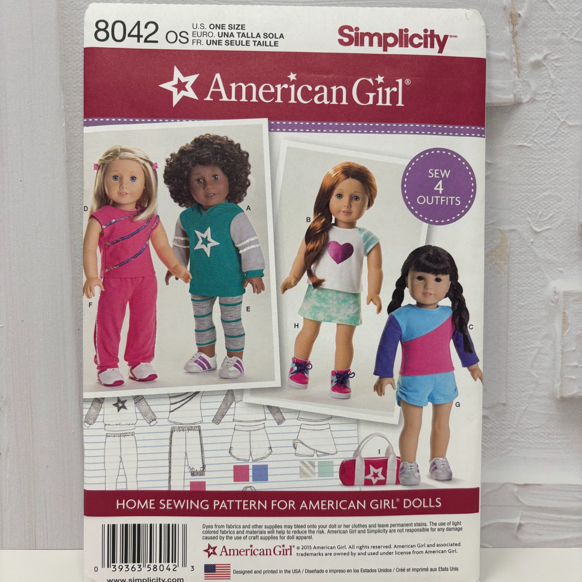 Simplicity American Girl Pattern 18" Doll Clothes #8042