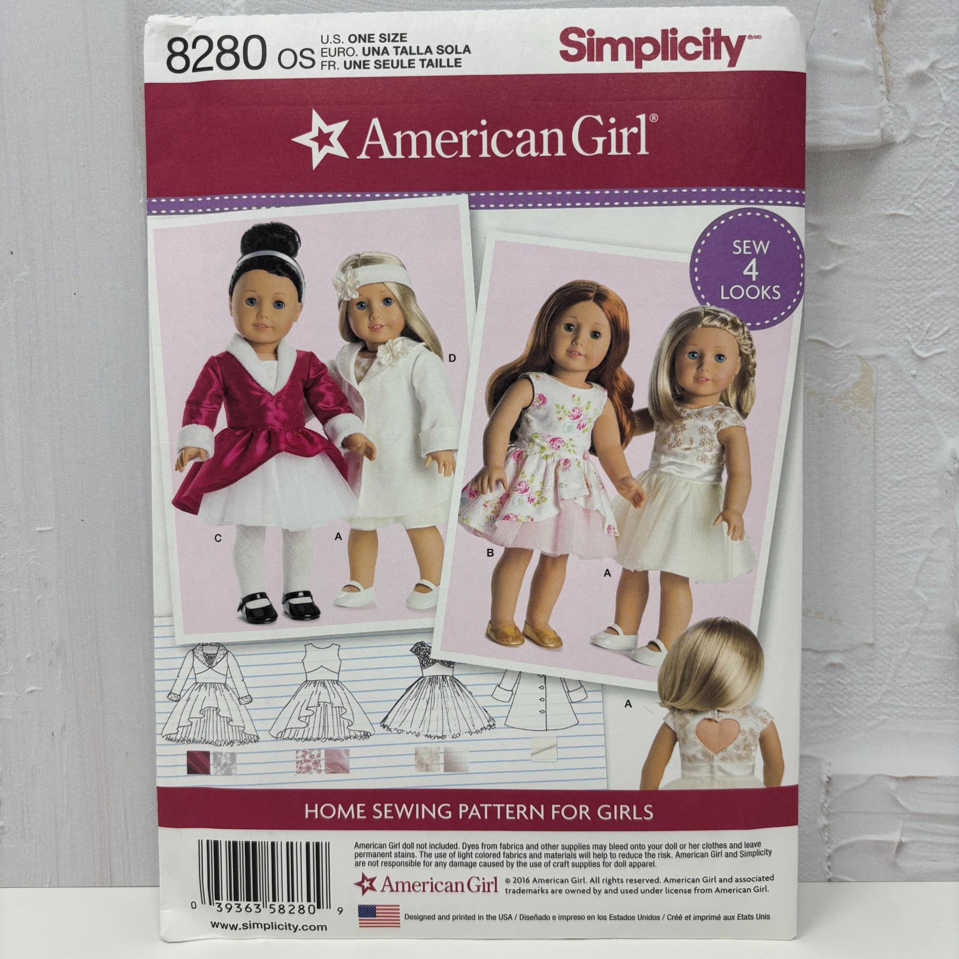 Simplicity American Girl 18" Doll Clothes Pattern #8280