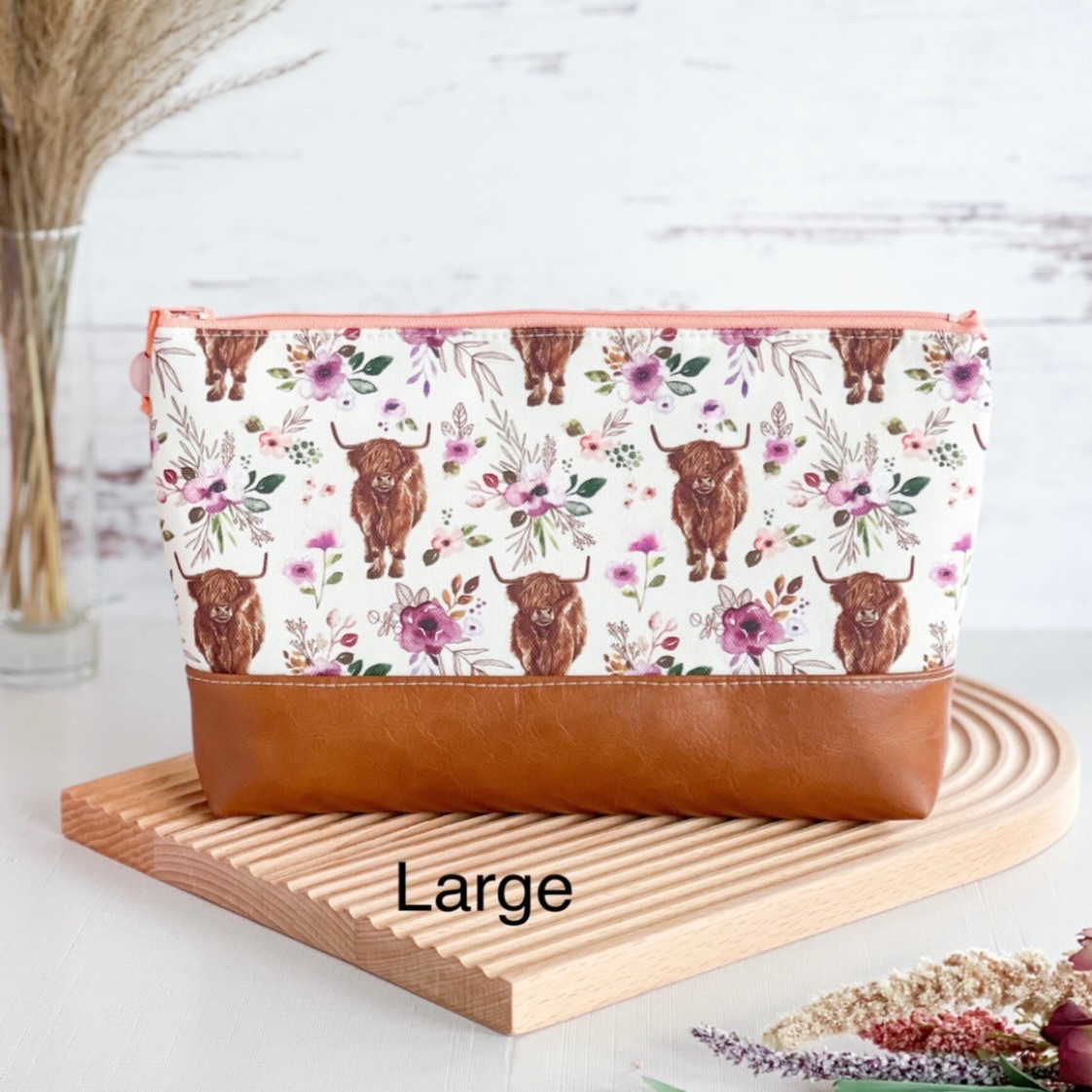 Set of 3 Highland Cow Zipper Pouches