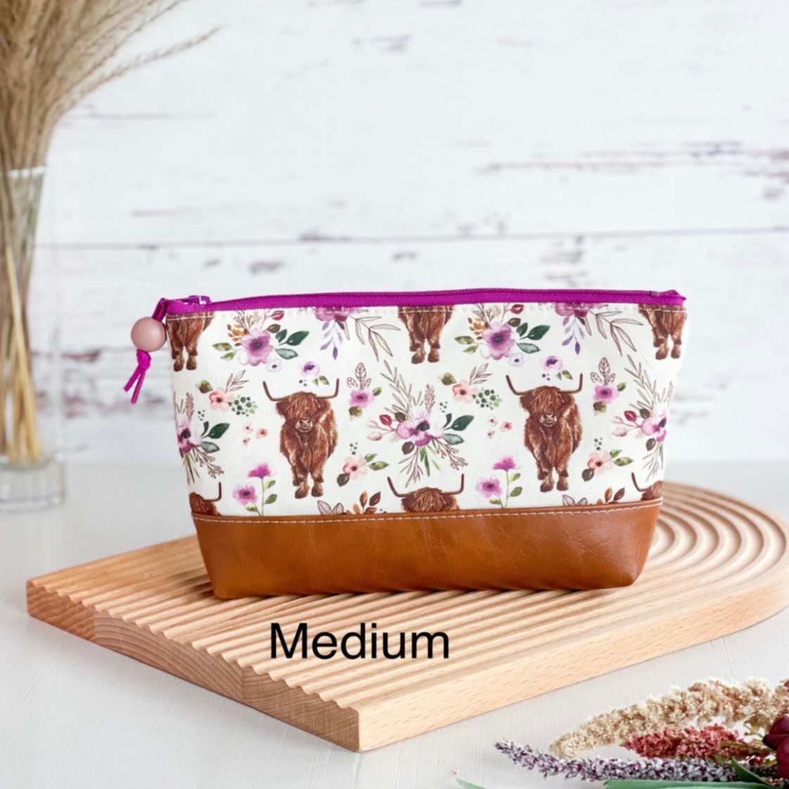 Set of 3 Highland Cow Zipper Pouches