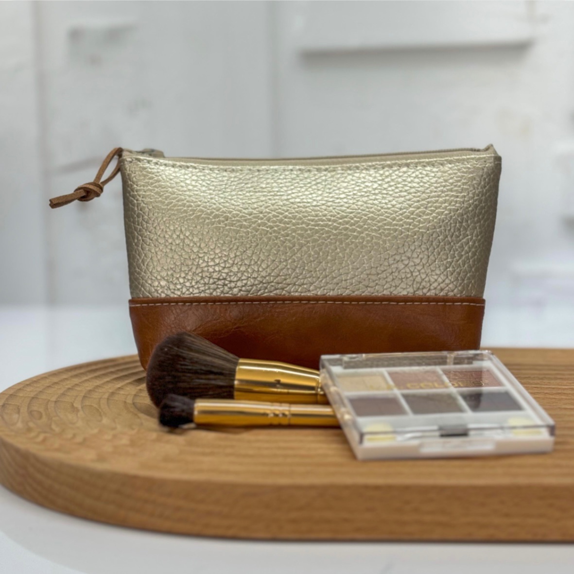 Faux Leather Zipper Pouch