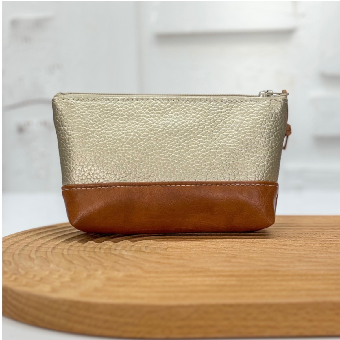 Faux Leather Zipper Pouch