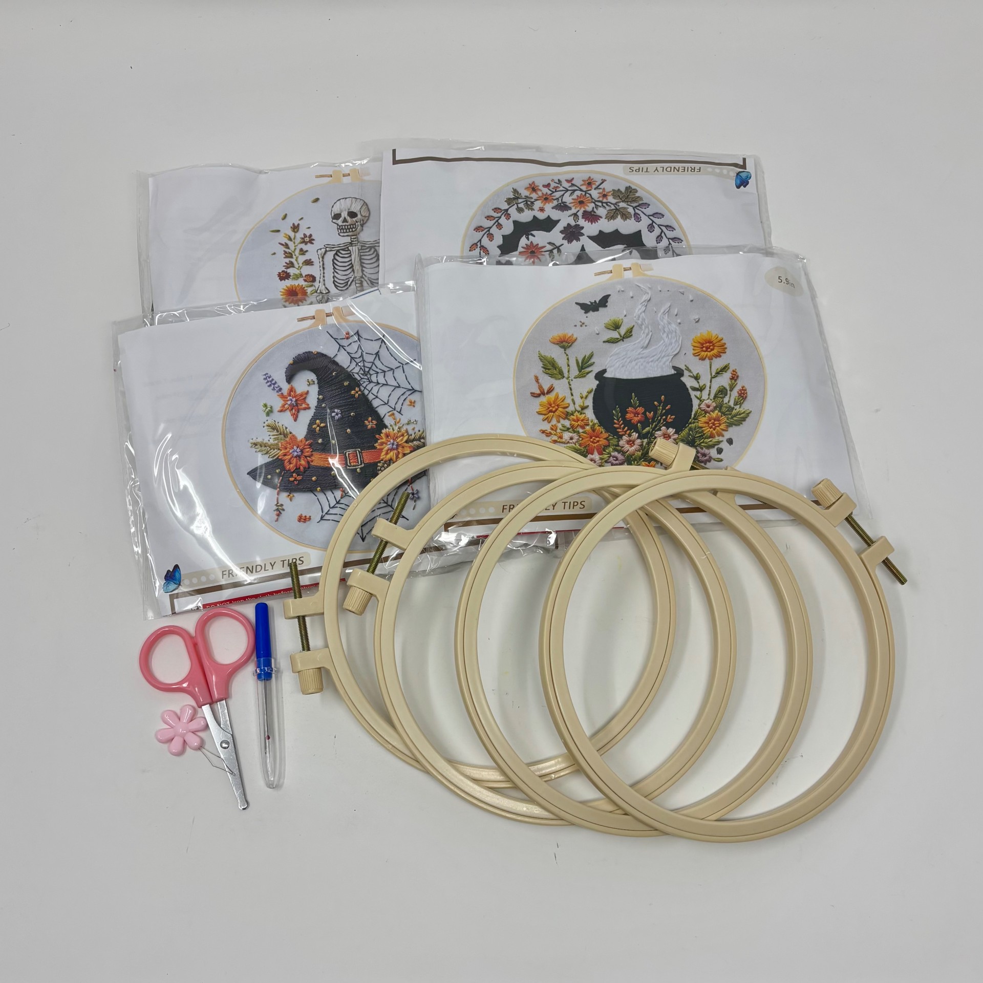 Set of 4 Halloween Embroidery Kits