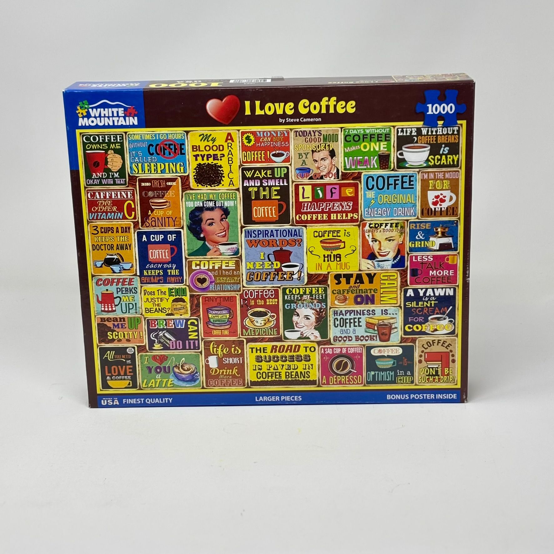 White Mountain 1000 Piece Puzzle - I Love Coffee