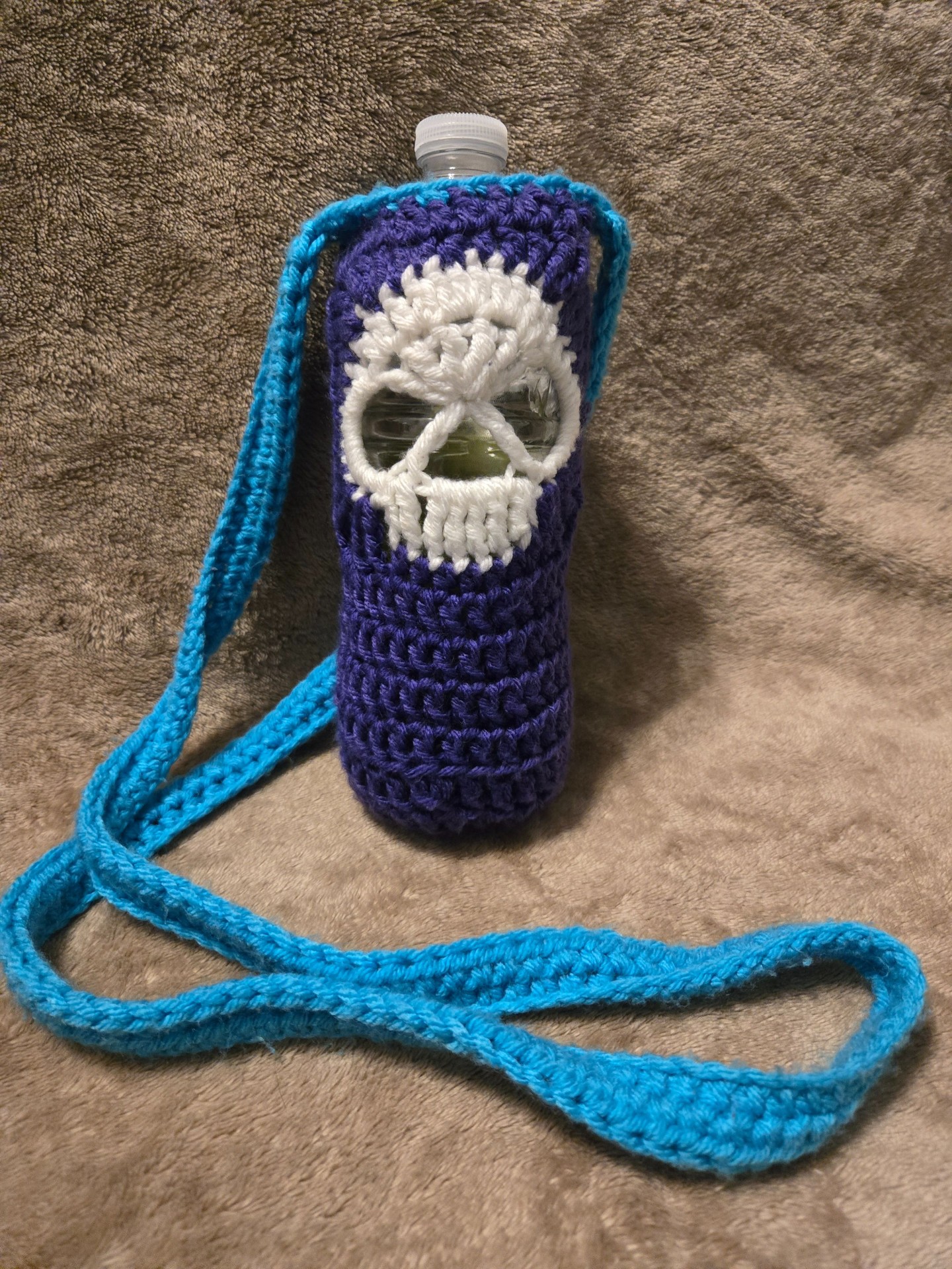 Skull Motif Water Bottle Holder with Strap