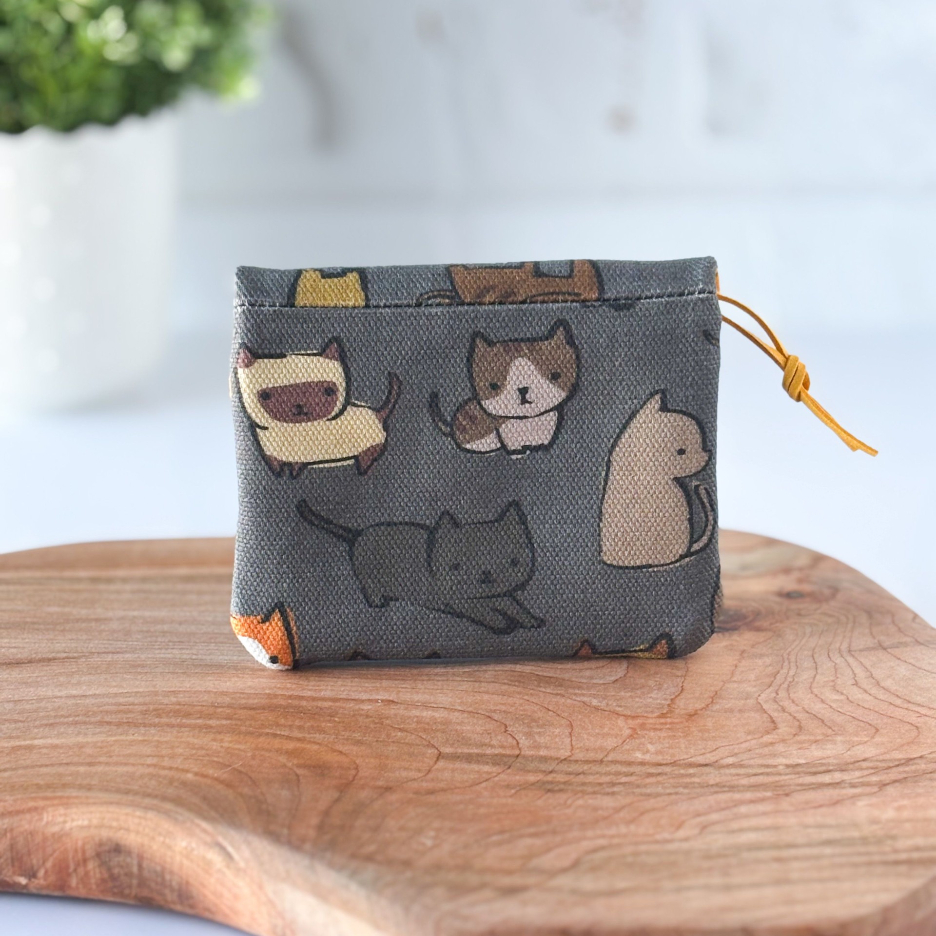 Womens Handmade Fabric Wallet - Kitten Cat Print - Canvas