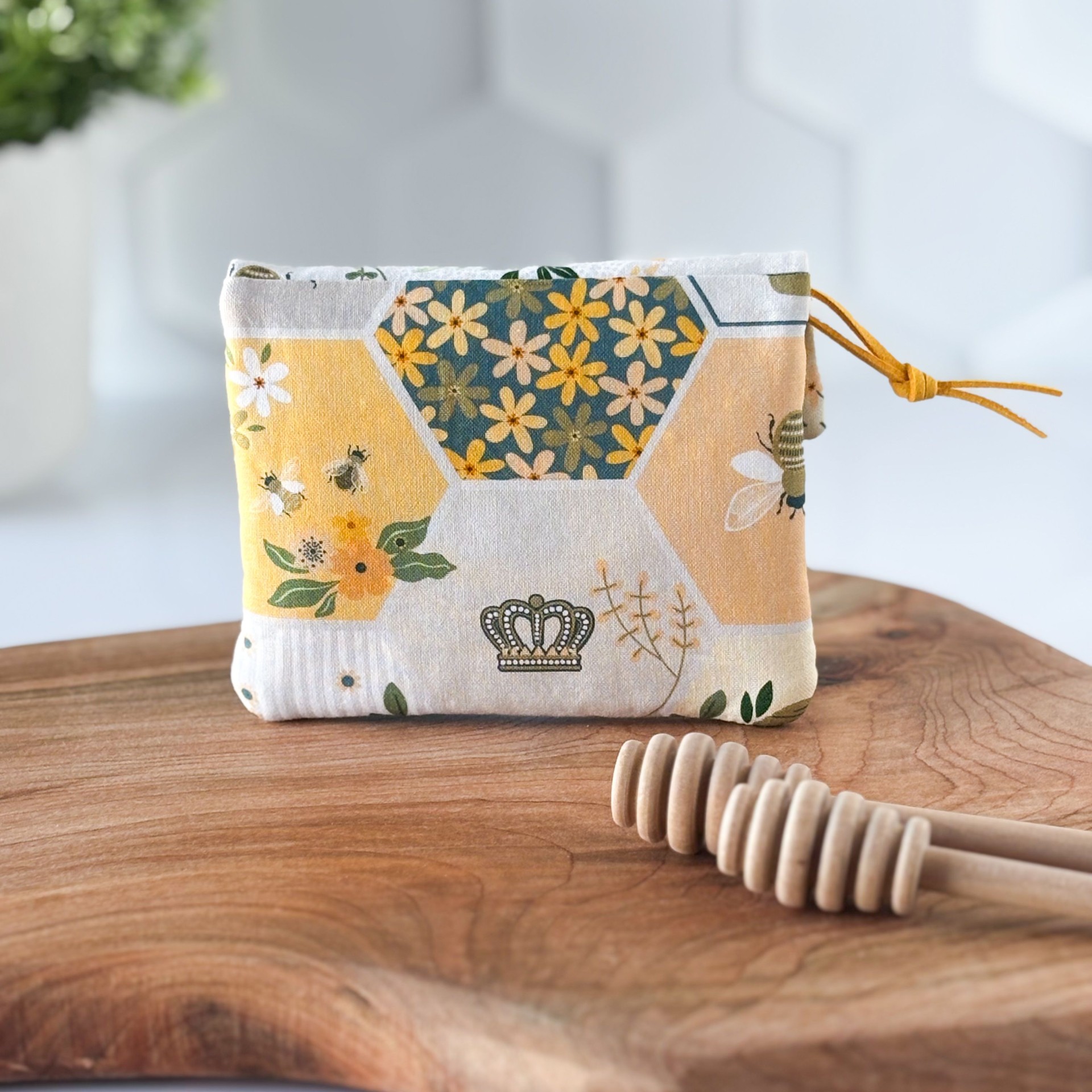 Womens Handmade Fabric Wallet - Honey Bumble Bee Print