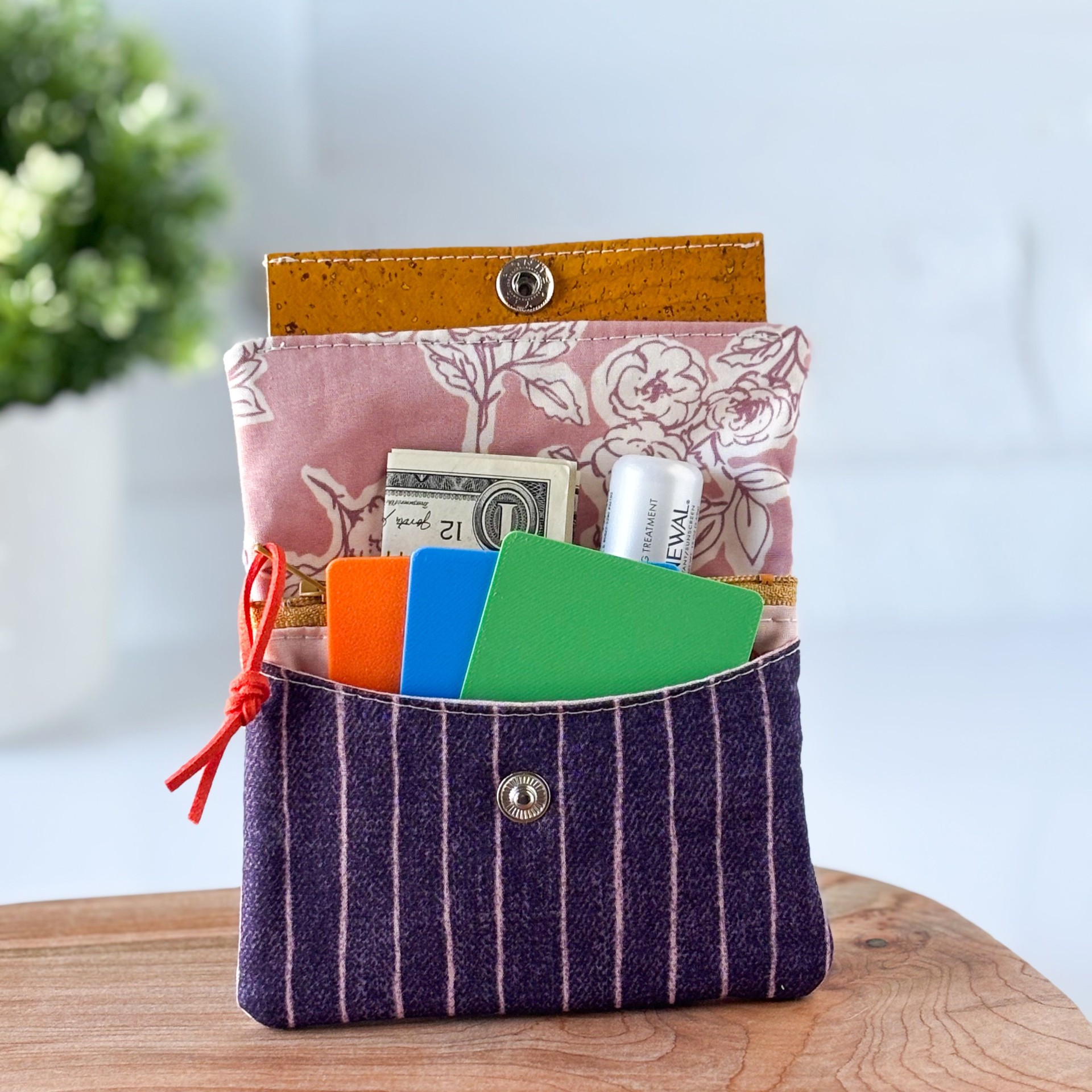 Womens Handmade Fabric Wallet - Floral