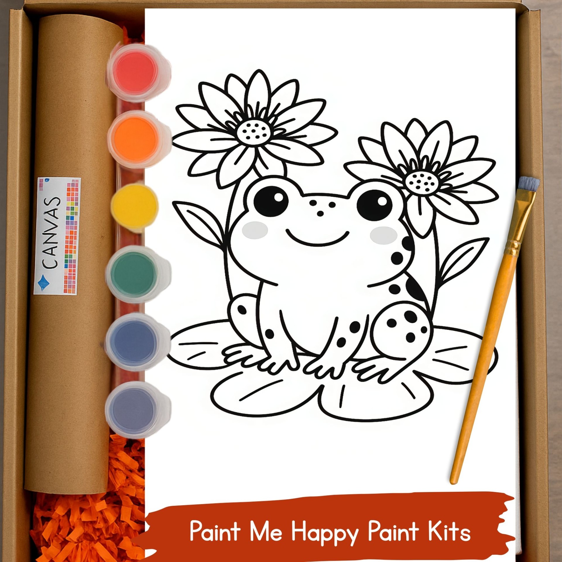Kids Canvas Frog Paint Kit, Birthday Party Favors, Toddler, Preschool Art Gift, Kids Ages 3–10