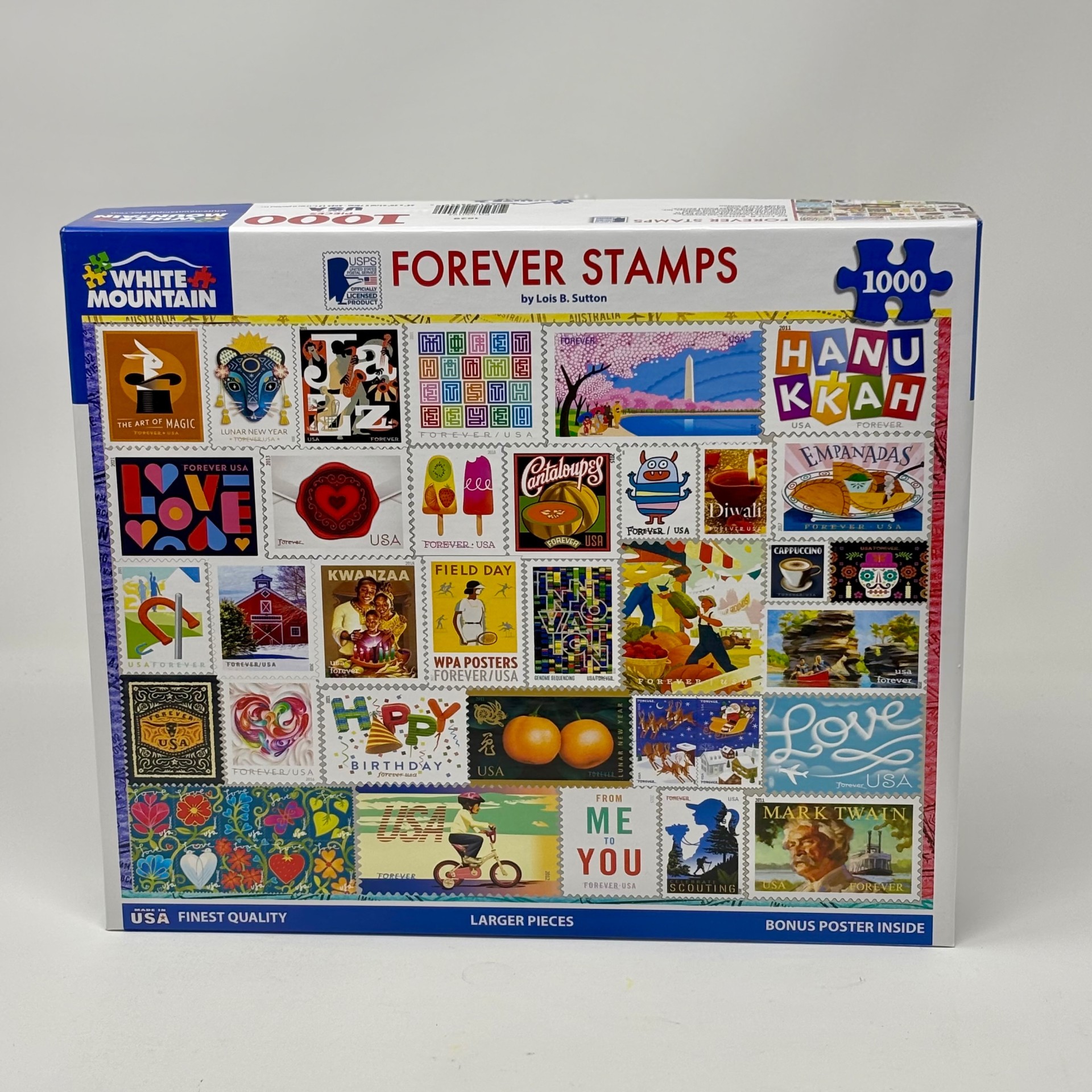 1000 Piece White Mountain Puzzle - Forever Stamps